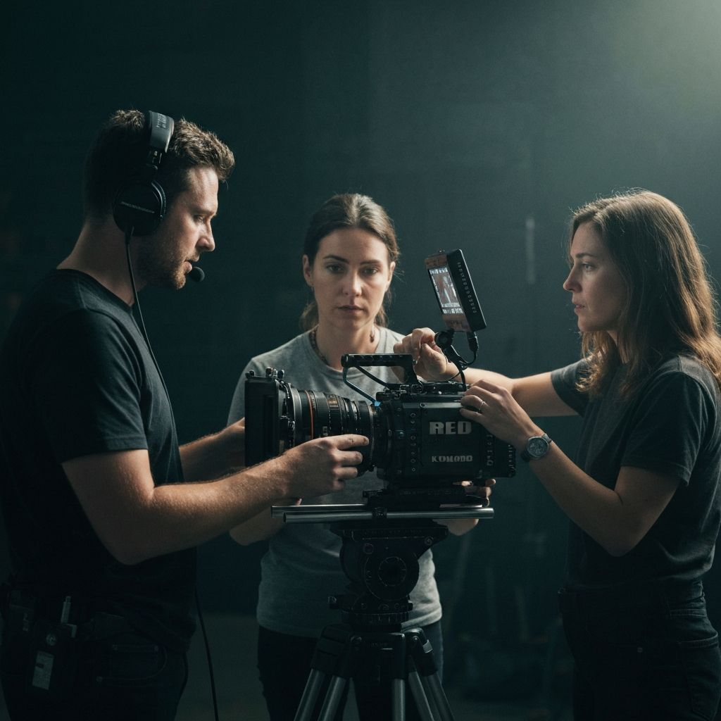 Equipe audiovisual em produção